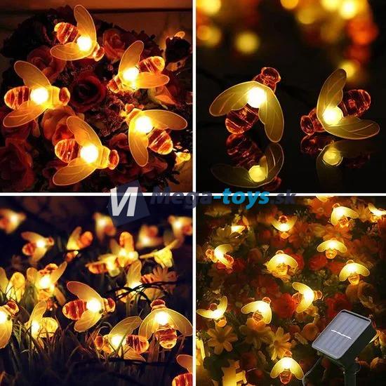 LED Solárna svetelná reťaz - včielky 50 LED