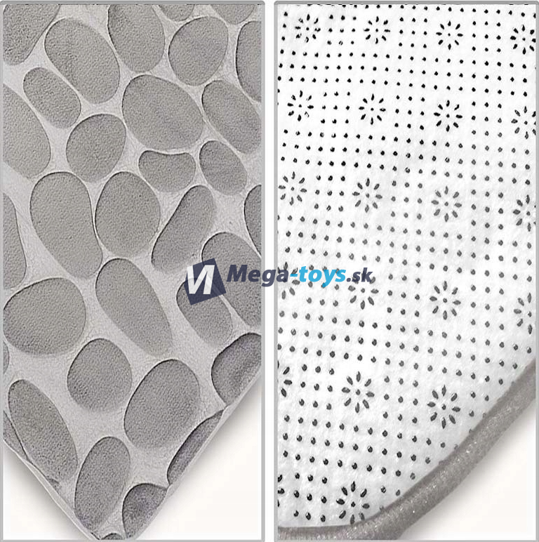 Sada 3 kusov Kúpeľňová predložka vzor kameňa, šedá