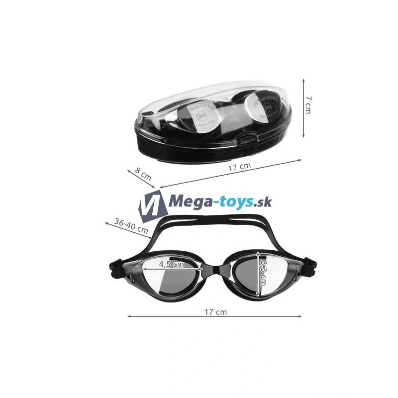 Plavecké okuliare s príslušenstvom čierne