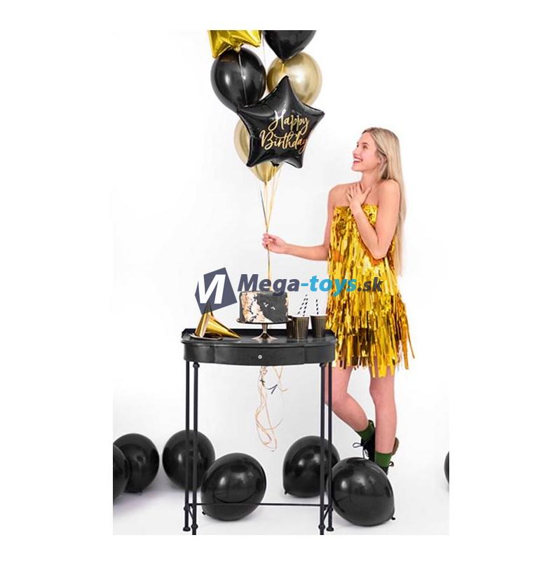 Fóliový balón „ Happy Birthday “ hviezda čierna 40 cm