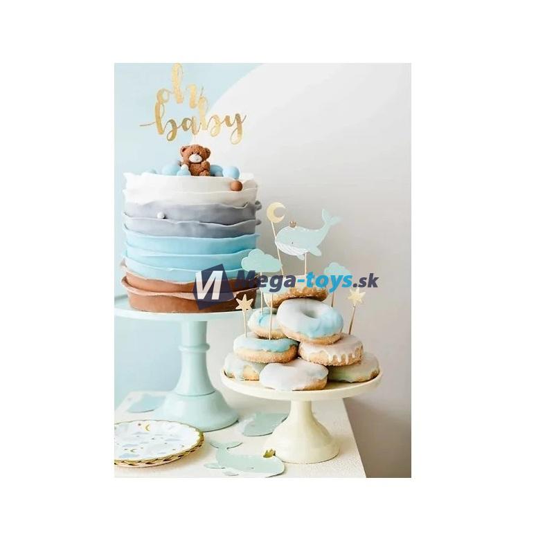 Zdobenie na cupcake - veľryba modrá, 7 ks
