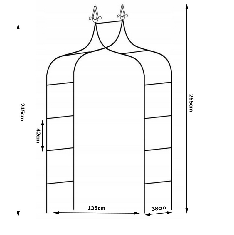 Záhradná kovová pergola na kvety dekoratívna tmavozelená