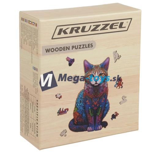 Drevené puzzle mačka 130 dielov Kruzzel
