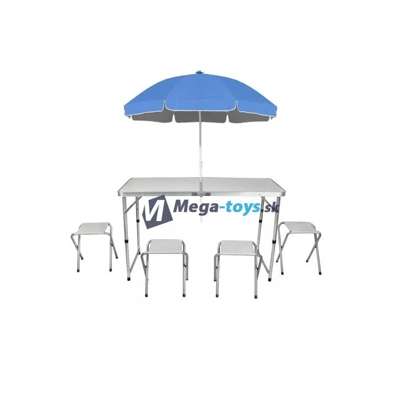 Skladacia kempingová sedacia súprava biela