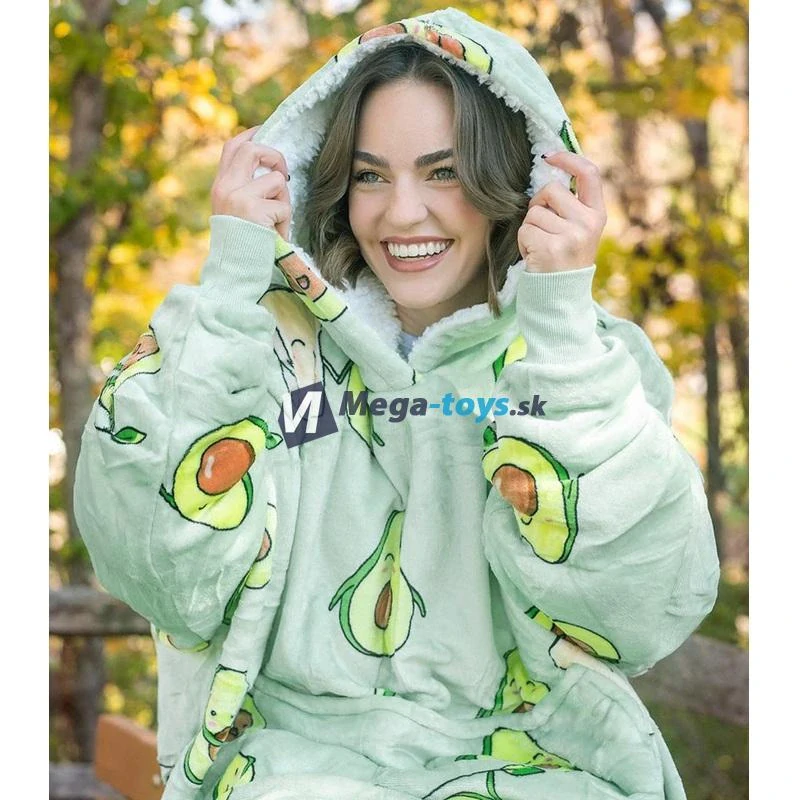 Deka s kapucňou a rukávmi avokádo