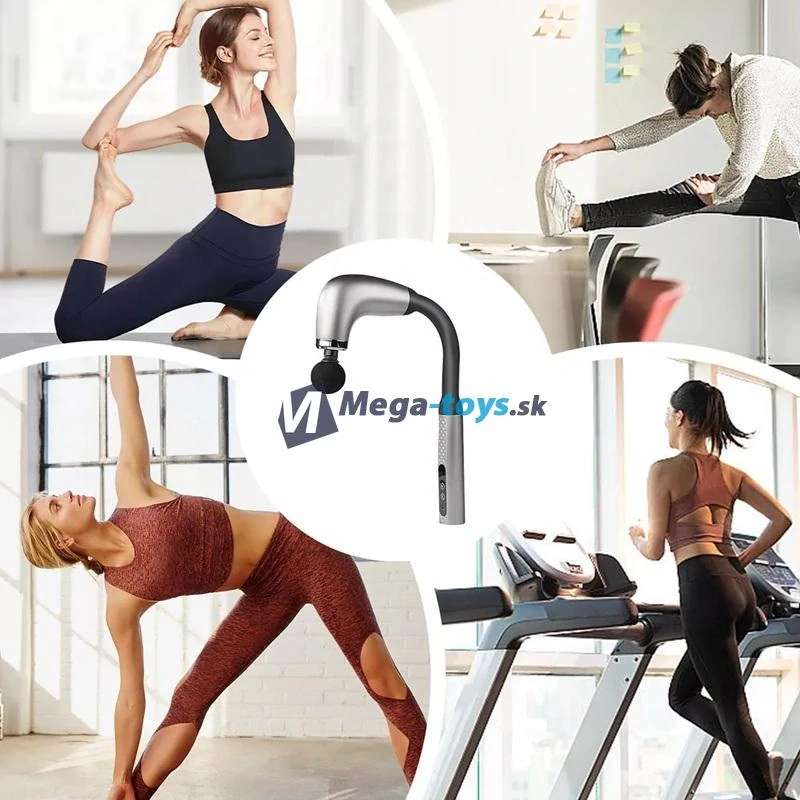 Zakrivená masážna pištoľ na uvoľnenie svalov celého tela