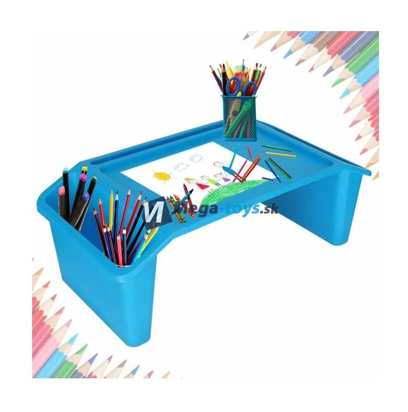 Cestovný stolík do auta pre deti s úložným priestorom z plastu