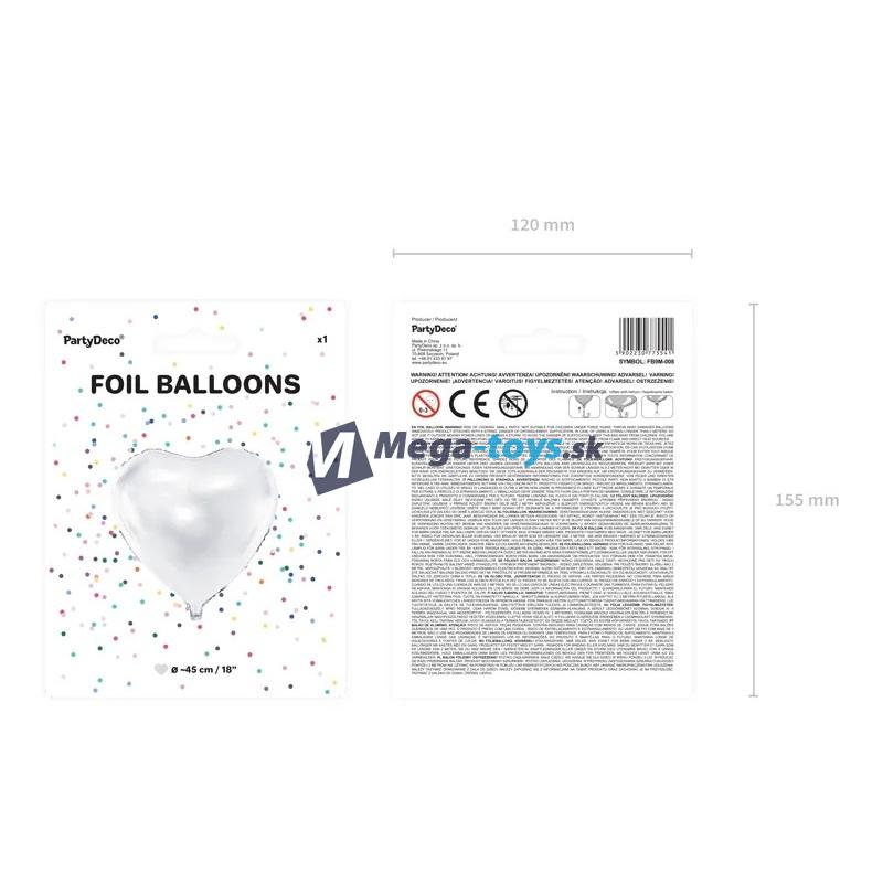 Fóliový balón srdce biely 45 cm