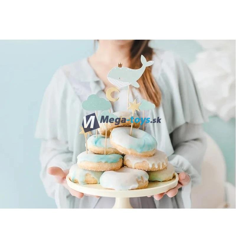 Zdobenie na cupcake - veľryba modrá, 7 ks