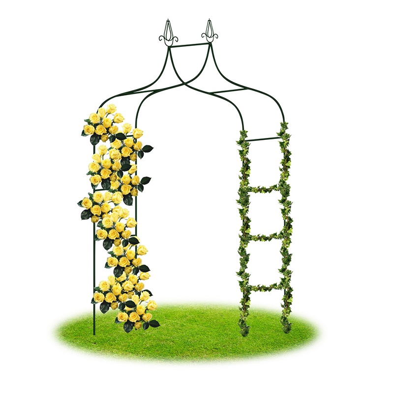 Záhradná kovová pergola na kvety dekoratívna tmavozelená