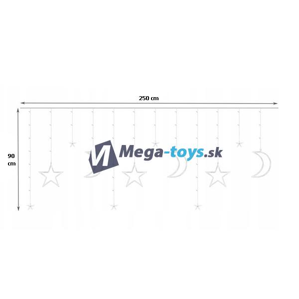 Vianočná LED reťaz mesiaca/hviezdičky 120 LED- studená biela