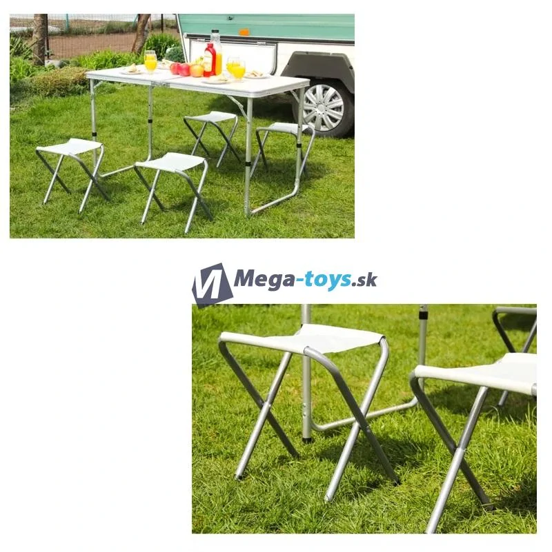 Skladacia kempingová sedacia súprava biela