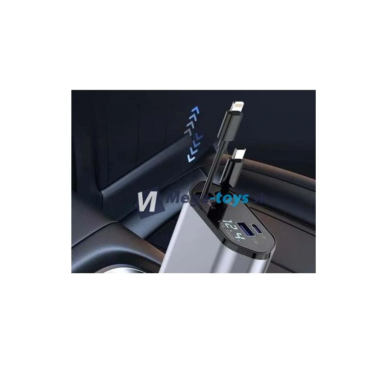 Nabíjačka do auta s navíjačom káblov 4v1