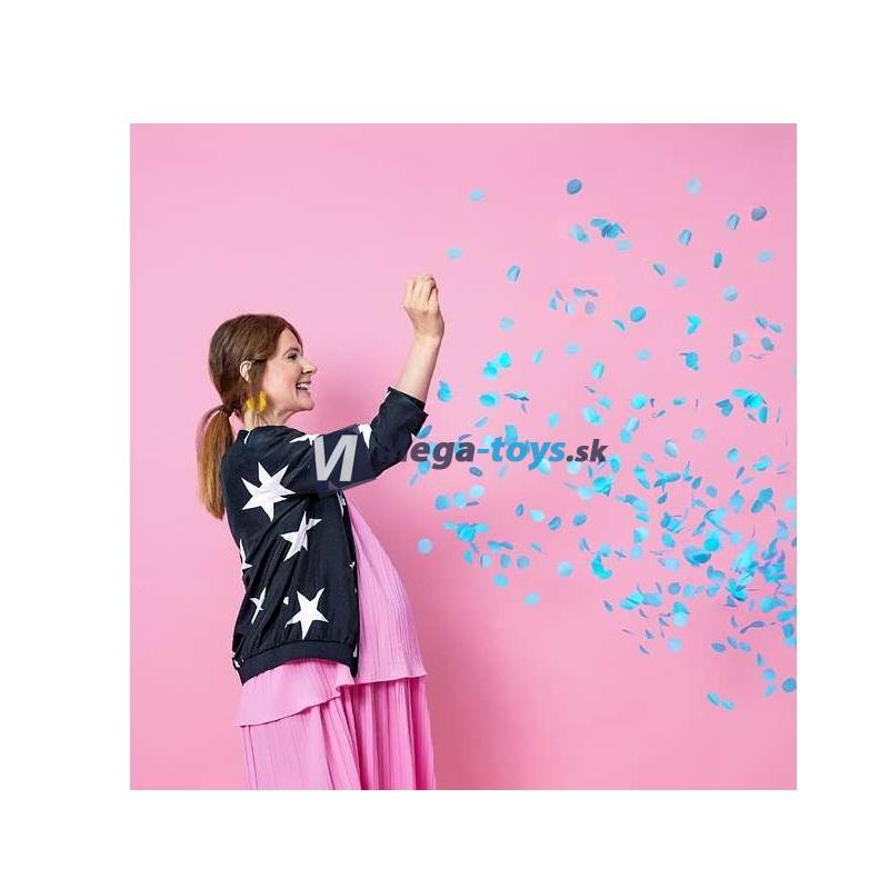 Balón „Chlapec alebo dievča“ s modrými konfetami - chlapec Ø 1 m