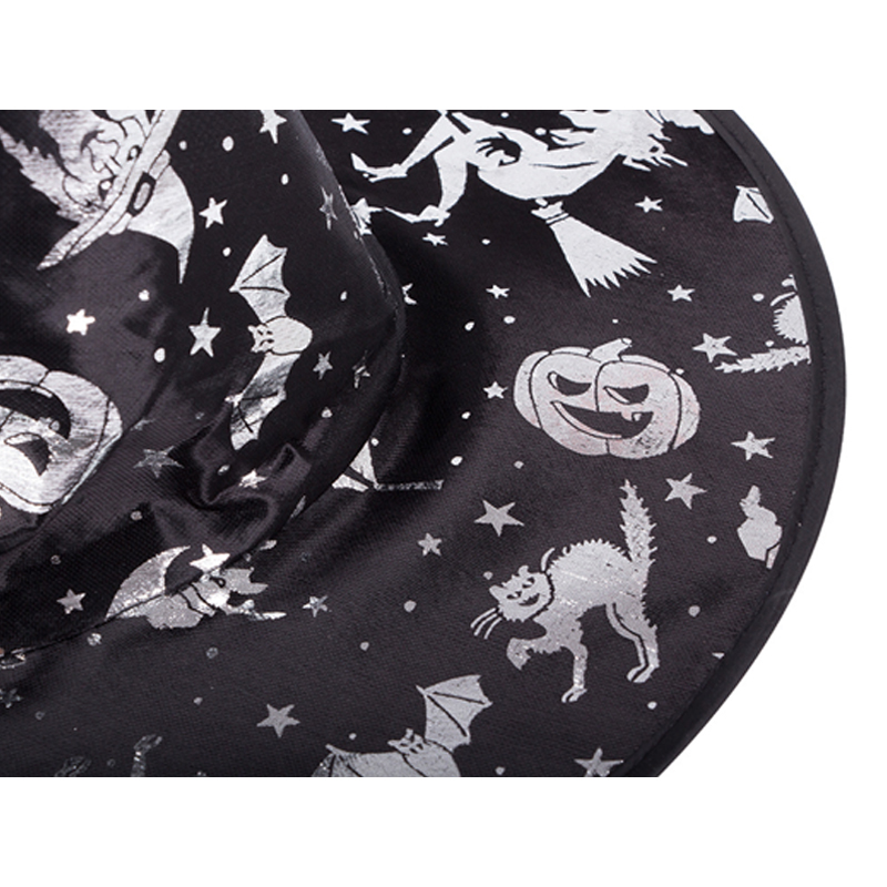 Čarodejnícky klobúk na Halloween – klasická špicatá čiapka so vzorom