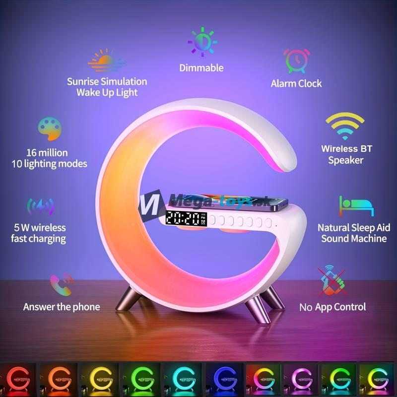 Múdra bezdrôtová nabíjačka s reproduktorom a budíkom