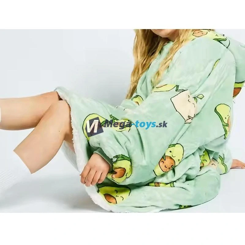 Deka s kapucňou a rukávmi avokádo