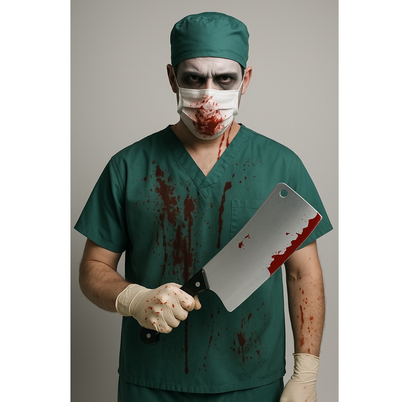 Krvavý sekáčik na Halloween – plastová hororová rekvizita ku kostýmu