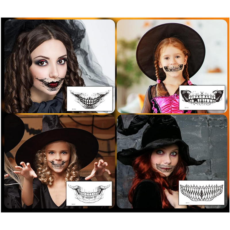 Halloween tetovanie falošné zuby – dočasný make-up efekt, umývateľné 1 ks