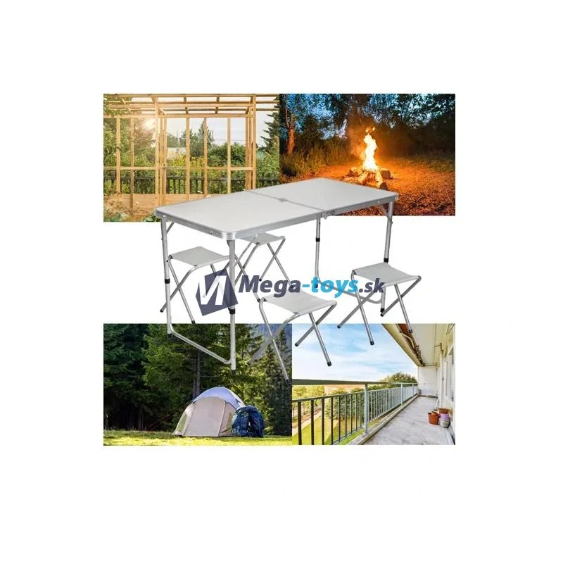 Skladacia kempingová sedacia súprava biela