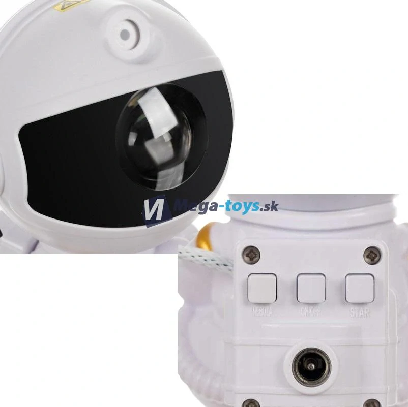 Astronaut s LED projektorom hviezdnej oblohy