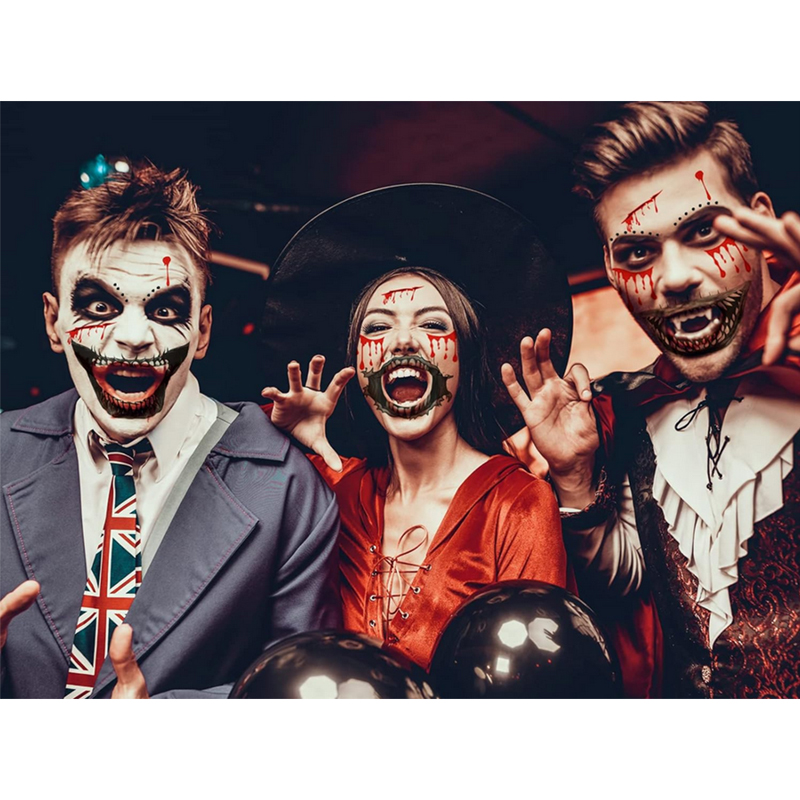 Halloween tetovanie falošné zuby – dočasný make-up efekt, umývateľné 1 ks