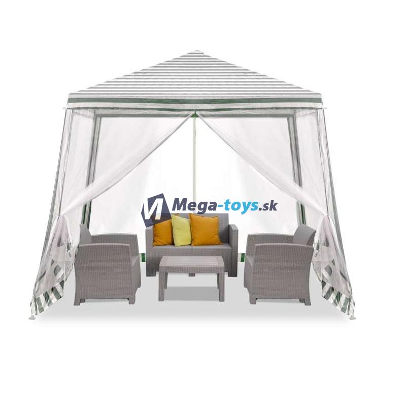 Záhradný altánok / párty stan s moskytiérou biely 3 x 3 m