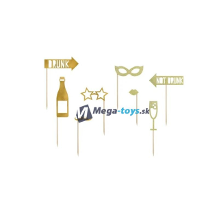 Fotografické rekvizity pre fotobúdku - zlaté 8ks
