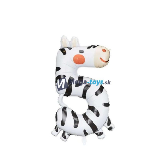 Fóliový balónek číslo 5 Zebra 42 x 81 cm