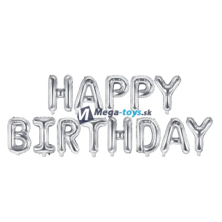 Fóliová balónová dekorácia Happy Birthday 340x35 cm strieborná