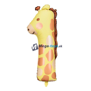 Fóliový balónek číslo 1 Žirafa 31 x 82 cm
