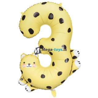 Fóliový balón číslo 3 Gepard 68x98 cm