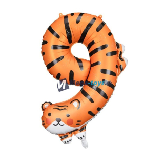 Fóliový balón číslo 9 Tiger 64x87 cm